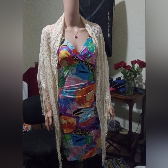 Lauren Ralph Lauren colorful tropical floral faux wrap bodycon dress size M NWOT - Picture 5 of 14